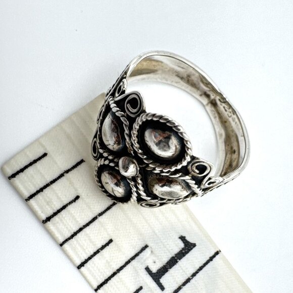 Sterling Silver Taxco Mexico Ring .925 Size 6 Rope Scroll Design Vintage 4 Grams - Picture 3 of 9
